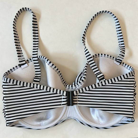 Panache Bikini Swim Top Removable Strap Black and White Stripes Size 34FF - Picture 2 of 12